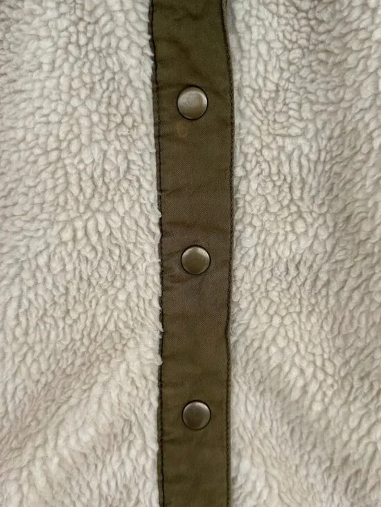 Madewell Sherpa Fleece Snap Jacket Womens Small Ivory Faux Shearling Coat - Picture 3 of 12